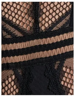 Passionata Rodeo Plunge Opaque And Lace Lingerie Bodysuit in Black