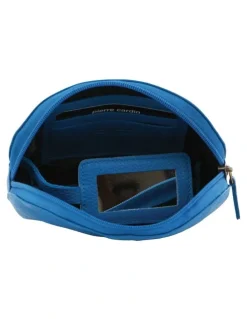 PIERRE CARDIN Leather Coin Purse in Aqua