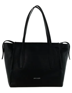 PIERRE CARDIN Leather Shopper Tote Bag in Black