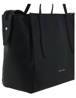 PIERRE CARDIN Leather Shopper Tote Bag in Black