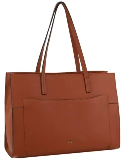 PIERRE CARDIN Leather Tote Bag in Cognac