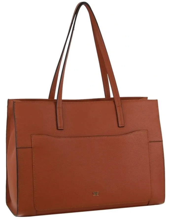 PIERRE CARDIN Leather Tote Bag in Cognac