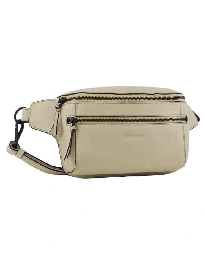 PIERRE CARDIN Leather 3-Way Sling Bag in Cement