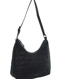 PIERRE CARDIN Nylon Geometric Hobo Bag in Black