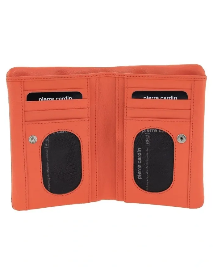 PIERRE CARDIN Pierre Cardin Genuine Leather Bi-Fold Wallet in Tangerine