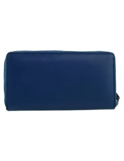 PIERRE CARDIN Pierre Cardin Zip Around Leather Wristlet Wallet in Navy