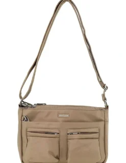 PIERRE CARDIN Pierre Cardin Nylon Anti-Theft Crossbody Bag in Camel