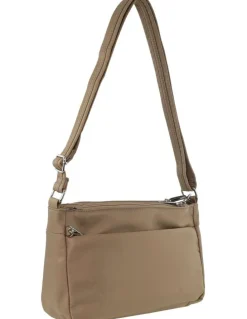 PIERRE CARDIN Pierre Cardin Nylon Anti-Theft Crossbody Bag in Camel