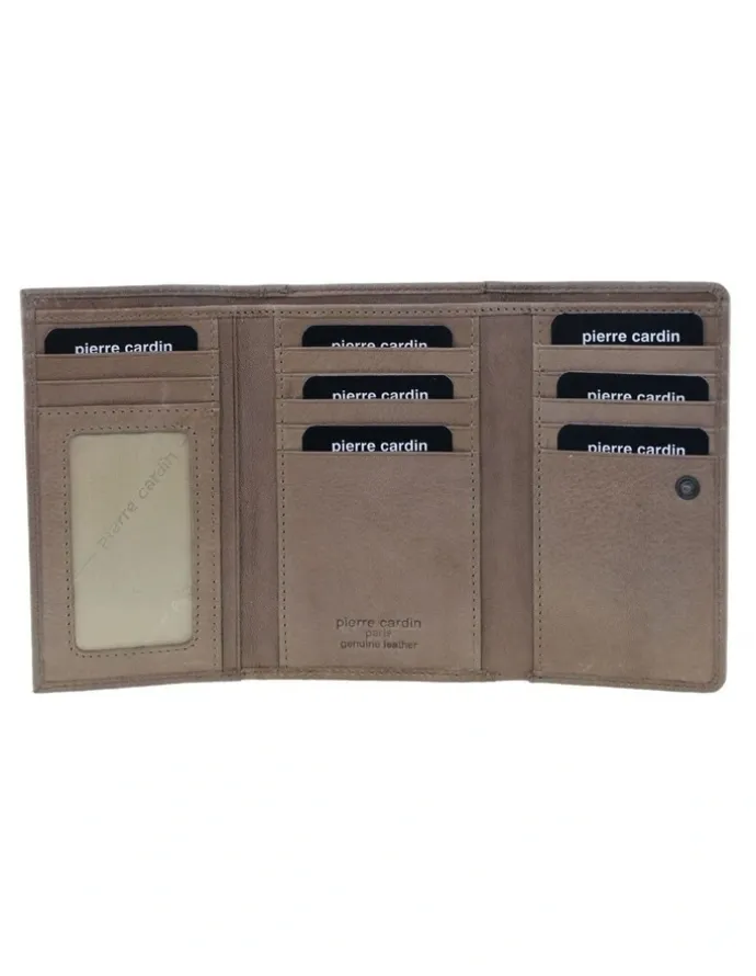 PIERRE CARDIN Pierre Cardin Italian Leather Tri-Fold Wallet in Taupe