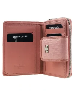 PIERRE CARDIN Pierre Cardin Genuine Leather Bi-Fold Wallet with Zip Coin Section in Pink