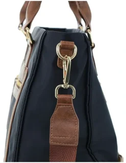 PIERRE CARDIN RFID Anti-Theft Nylon Mini Tote with Crossbody in Black