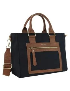 PIERRE CARDIN RFID Anti-Theft Nylon Mini Tote with Crossbody in Black