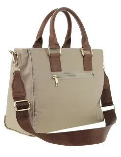 PIERRE CARDIN RFID Anti-Theft Nylon Mini Tote with Crossbody in Camel