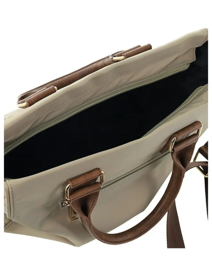 PIERRE CARDIN RFID Anti-Theft Nylon Mini Tote with Crossbody in Camel