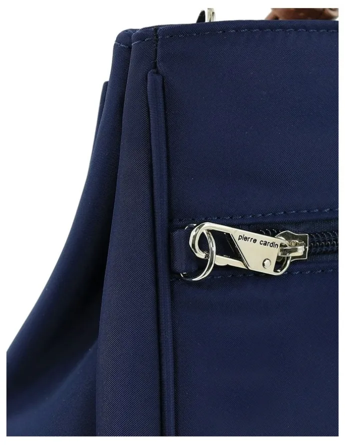 PIERRE CARDIN RFID Anti-Theft Nylon Mini Tote with Crossbody in Navy
