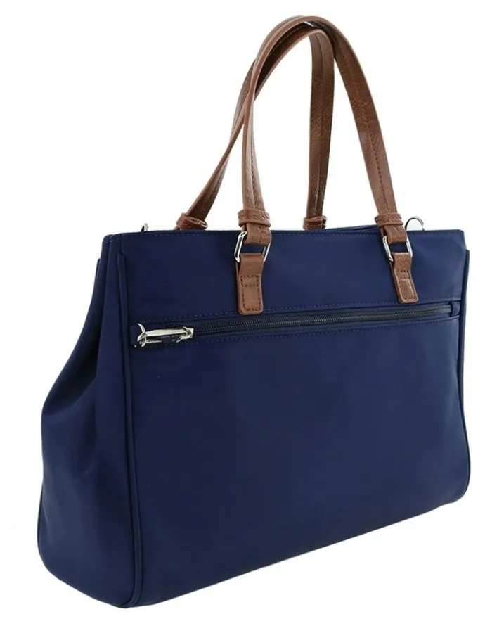 PIERRE CARDIN RFID Anti-Theft Nylon Mini Tote with Crossbody in Navy