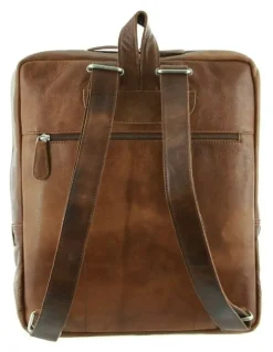 PIERRE CARDIN Rustic Leather Backpack in Cognac