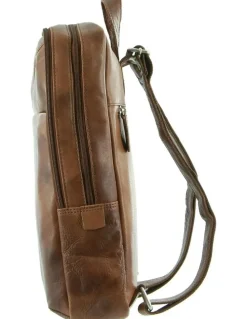 PIERRE CARDIN Rustic Leather Backpack in Cognac