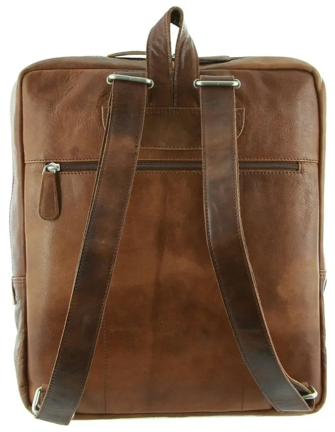 PIERRE CARDIN Rustic Leather Backpack in Cognac