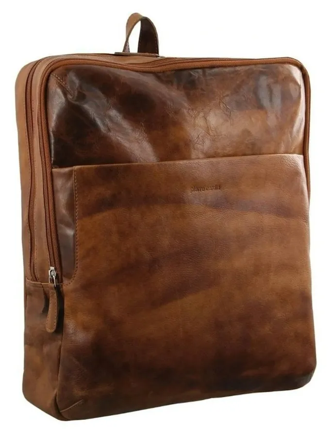 PIERRE CARDIN Rustic Leather Backpack in Cognac