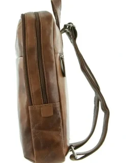 PIERRE CARDIN Rustic Leather Backpack in Cognac