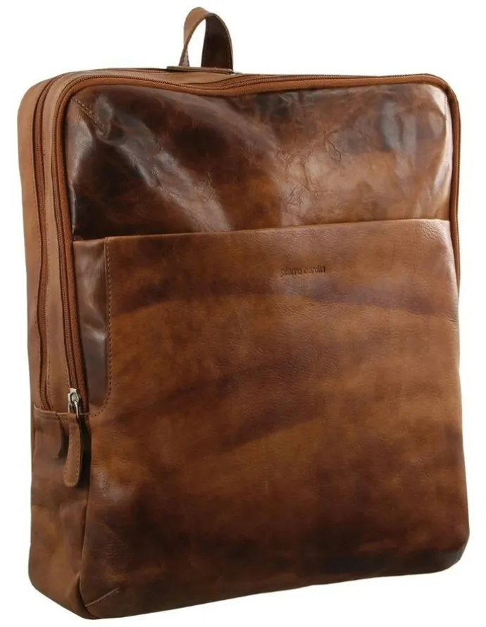 PIERRE CARDIN Rustic Leather Backpack in Cognac