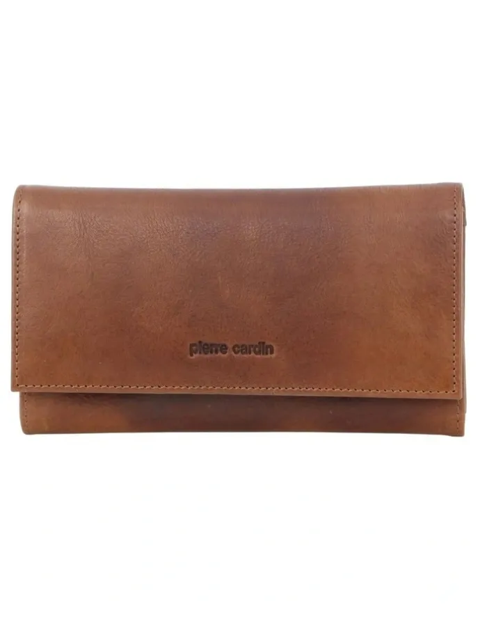 PIERRE CARDIN Rustic Leather Wallet in Brown