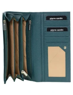 PIERRE CARDIN Rustic Leather Wallet in Green