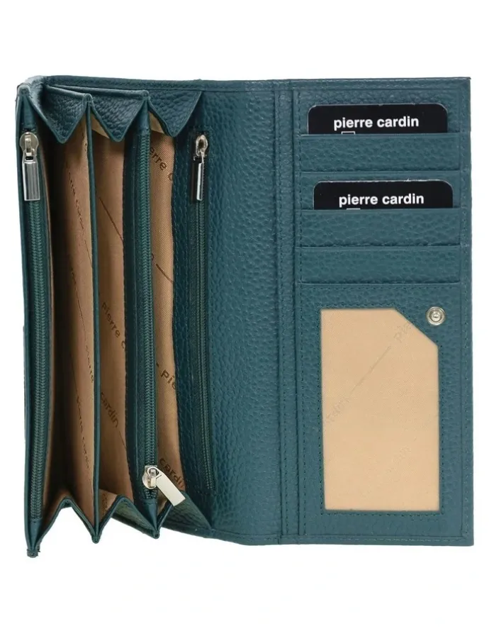 PIERRE CARDIN Rustic Leather Wallet in Green