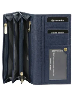 PIERRE CARDIN Rustic Leather Wallet in Navy