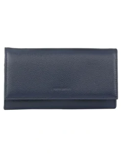 PIERRE CARDIN Rustic Leather Wallet in Navy