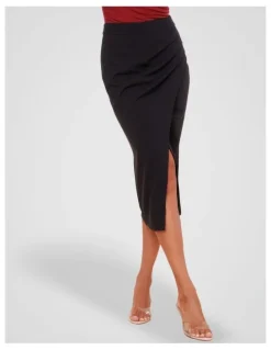 Pilgrim Ellery Cross Over Midi Skirt in Black