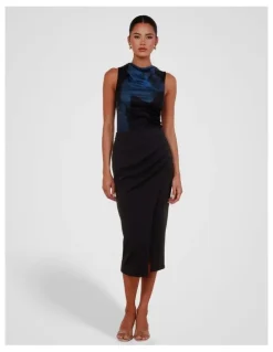 Pilgrim Ellery Cross Over Midi Skirt in Black