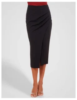 Pilgrim Ellery Cross Over Midi Skirt in Black
