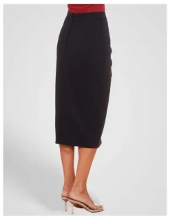 Pilgrim Ellery Cross Over Midi Skirt in Black