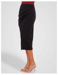 Pilgrim Ellery Cross Over Midi Skirt in Black