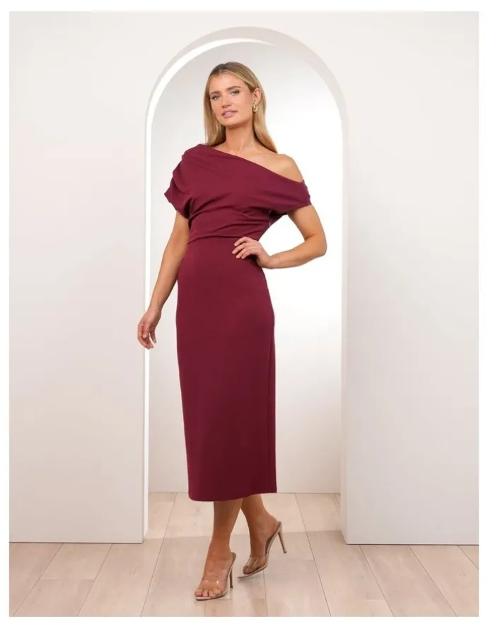 Pilgrim Joquil Off Shoulder Midi Dress