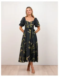 Pilgrim Quoko Puff Sleeve Midi Dress