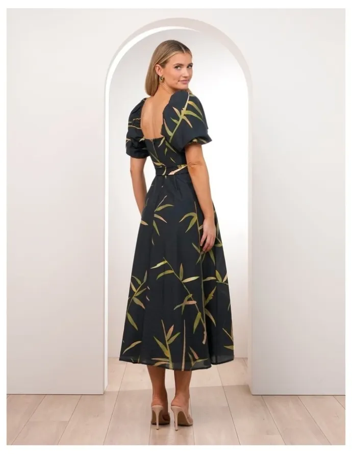 Pilgrim Quoko Puff Sleeve Midi Dress