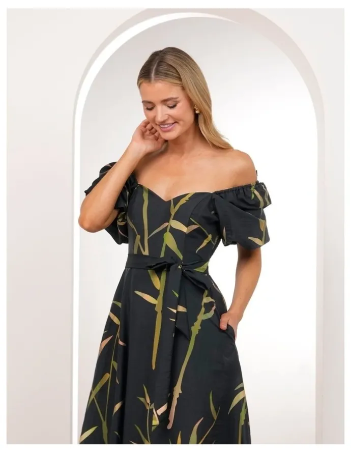 Pilgrim Quoko Puff Sleeve Midi Dress