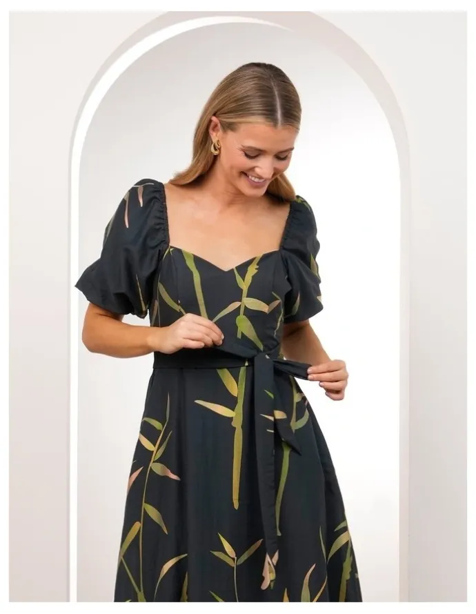 Pilgrim Quoko Puff Sleeve Midi Dress