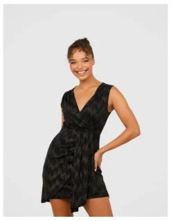 Pilgrim Taylor Sleeveless Mini Dress in Black and Gold