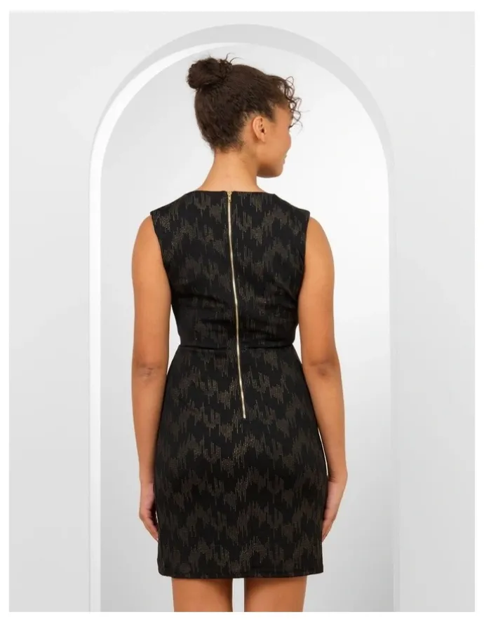 Pilgrim Taylor Sleeveless Mini Dress in Black and Gold