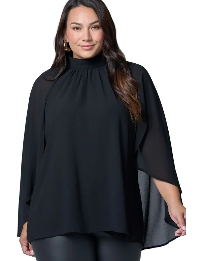 Pink Dusk by Curve Project Fire and Rain Cape Blouse