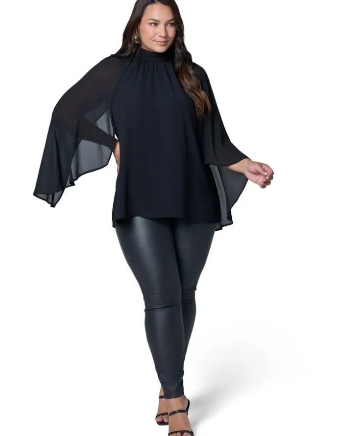 Pink Dusk by Curve Project Fire and Rain Cape Blouse