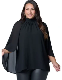 Pink Dusk by Curve Project Fire and Rain Cape Blouse