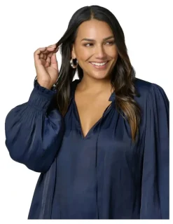 Pink Dusk by Curve Project Feels Like The First Time Blouse in Navy