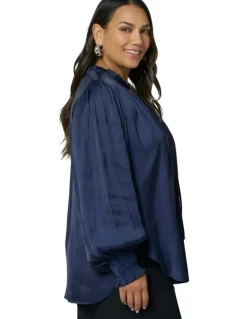 Pink Dusk by Curve Project Feels Like The First Time Blouse in Navy
