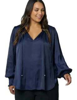 Pink Dusk by Curve Project Feels Like The First Time Blouse in Navy