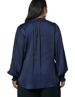 Pink Dusk by Curve Project Feels Like The First Time Blouse in Navy